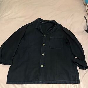 Navy Blue Button-Up Shirt Jacket